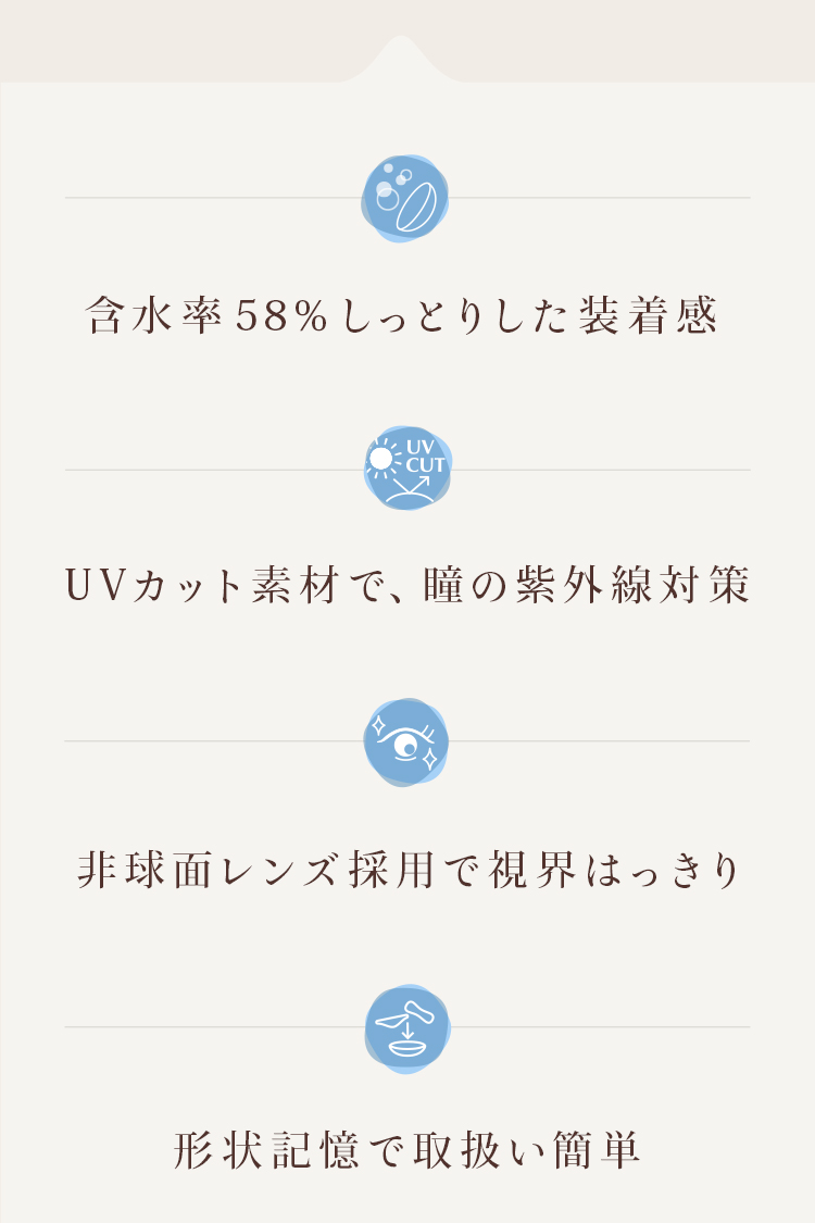 含水率58% しっとりした装着感